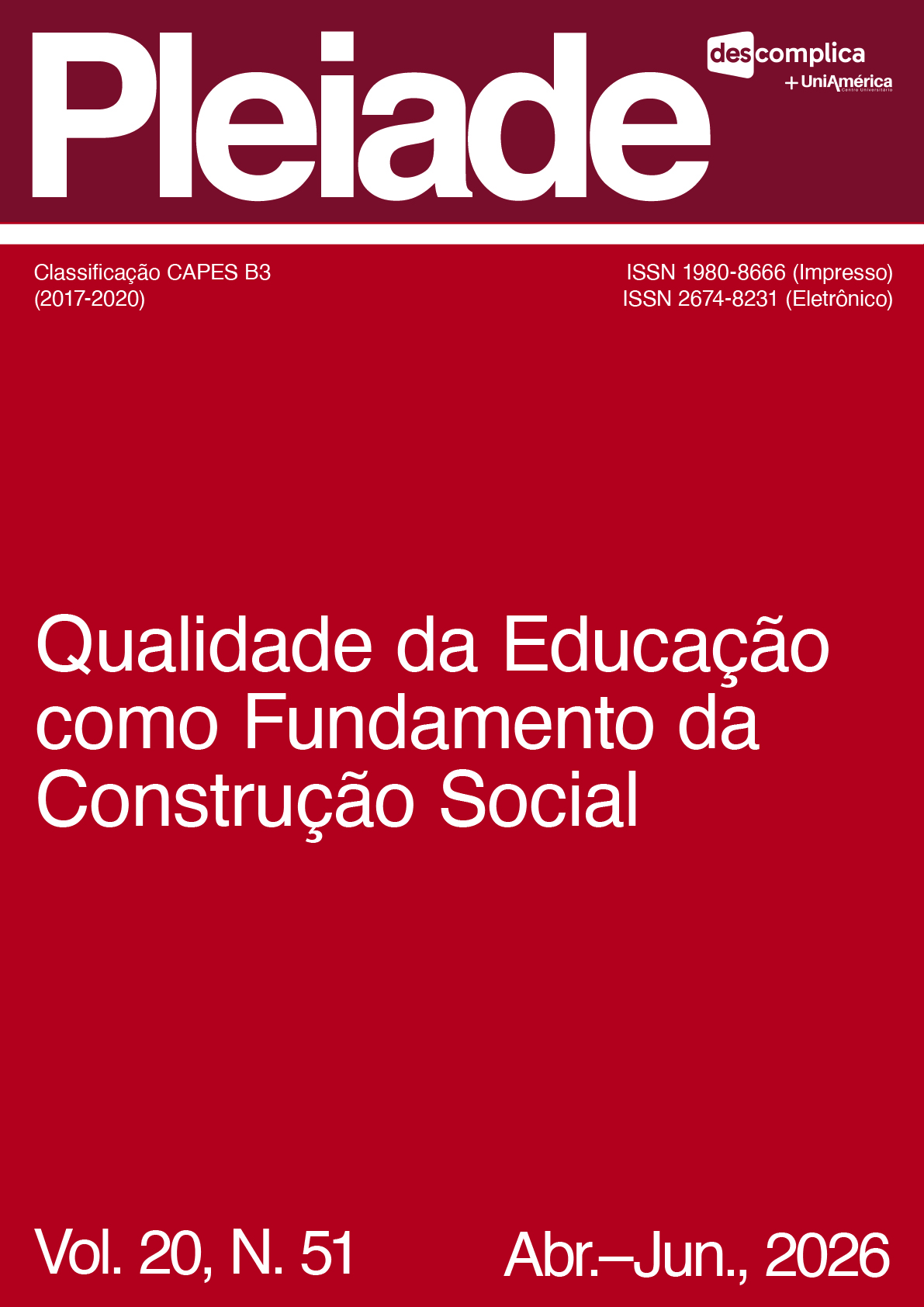 					Visualizar v. 20 n. 51 (2026): Qualidade da Educação como Fundamento da Construção Social
				